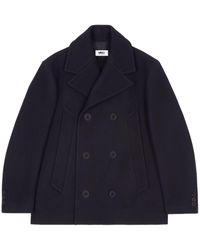 MM6 by Maison Martin Margiela - Double-breasted Felted Peacoat - Lyst