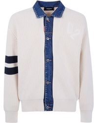 DSquared² - Denim Mix D2 Knit Cardigan - Lyst