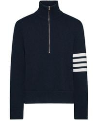Thom Browne - Jersey Stitch Funnel Neck Half Zip Pullover - Lyst