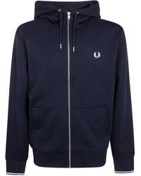 Fred Perry - Hooded Zip Through Sweatshirt - Lyst