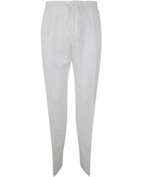 Incotex - Slim Fit Linen Trousers W/ Drawstring & Pences - Lyst