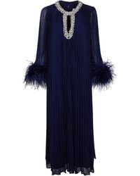 Self-Portrait - Chiffon Feather Midi Dress - Lyst