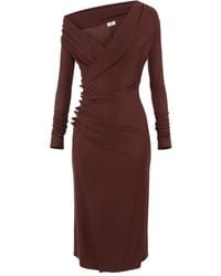 Elisabetta Franchi - Draped Midi Dress - Lyst