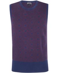 Emporio Armani - Sweater Vest V Neck "Rumble Total Eclipse" - Lyst