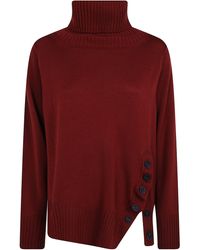 Pierantoniogaspari - Sweater High Neck Buttons "1V6808M. Qb3 V28 Sienna" - Lyst