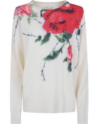 Blumarine - Sweater Wool Cashmere "Rose Print" - Lyst