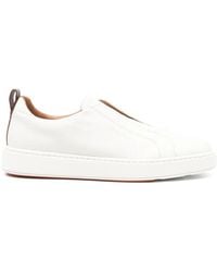 Santoni - Leather Slip-On Sneakers - Lyst