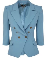 Elisabetta Franchi - Double-breasted Blazer In Stretch Crepe - Lyst
