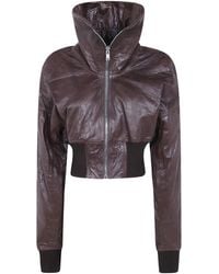 Rick Owens - Jacket Cropped Leather Bomber "Dracuflight" - Lyst