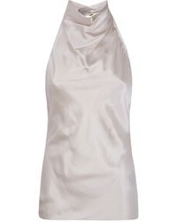 Balmain - Halterneck Crepe Satin Top - Lyst