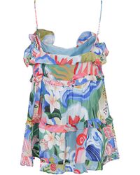 FARM Rio - Ruffled Floral-Print Top - Lyst
