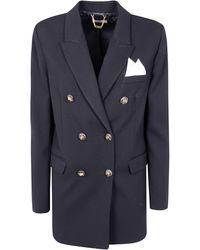 Elisabetta Franchi - Double-Breasted Golden-Button Blazer - Lyst