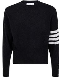 Thom Browne - Classic Crewneck Short Pullover With 4 Bar Stripe In - Lyst