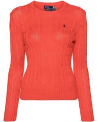 Polo Ralph Lauren - Julianna Logo-embroidered Cable-knit Wool And Cashmere-blend Jumper - Lyst