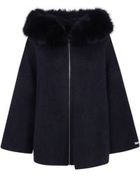 GIOVANNI PARIS - Coat With Faux Fur Collar Sela Anthracite - Lyst