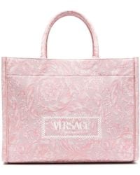 Versace - Large Embroidery Jacquard Tote Bags - Lyst