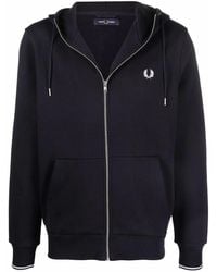 Fred Perry - Hooded Zip Through Sweatshirt - Lyst