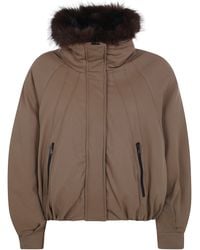 GIOVANNI PARIS - Parka With Faux Fur Collar Belina Taupe - Lyst