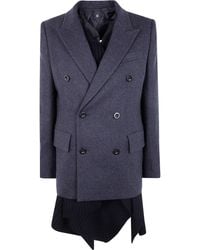 Sacai - Wool Melton X Wool Knit Jacket - Lyst