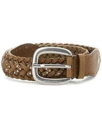 Golden Goose - "Braided Houston" Washed Leather With Micro Studs Belt - Lyst