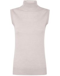 Max Mara - Turtle Neck Sleeves Less Woven 'Vertigo' Top - Lyst