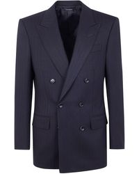 Tom Ford - Solid Satin Stripe Double Breasted Jacket - Lyst