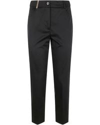 Peserico - Light Cotton Satin Stretch Trousers - Lyst