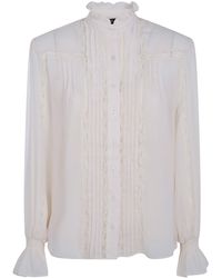 Ralph Lauren - Lace-Trim Pintucked Blouse - Lyst