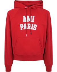 Ami Paris - Hoodie With "Ami Paris" Felt Embroidery - Lyst