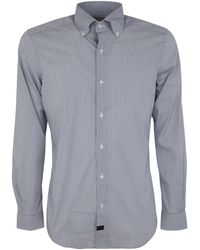 Fay - New Button Down Stretch Popeline Microchecked Shirt - Lyst
