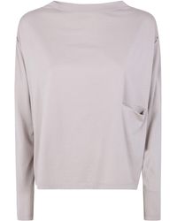 Ma'ry'ya - Long Sleeves Boat Neck Pockets T-Shirt - Lyst