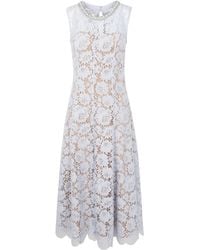 Self-Portrait - Lace Pearl Midi Dress - Lyst