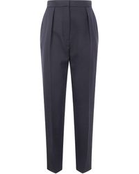 Balmain - High Waist Tailored Grain De Poudre Pants - Lyst