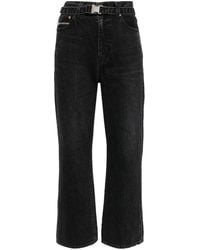 Sacai - Straight-Leg Belted Cropped Jeans - Lyst