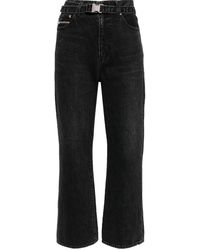 Sacai - Straight-Leg Belted Cropped Jeans - Lyst