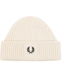Fred Perry - Fp Patch Brand Chunky Rib Beanie Accessories - Lyst