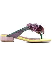 Kurt Geiger - Pom Pom T-Bar Flat Fabric - Lyst
