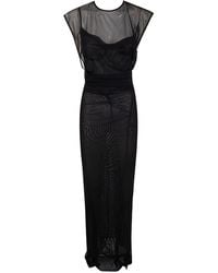 Jean Paul Gaultier - Mesh Open Back Sleeveless Dress Velvet Flock - Lyst