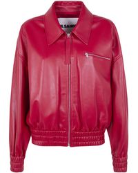 Jil Sander - Classic Bomber Leather Jacket - Lyst