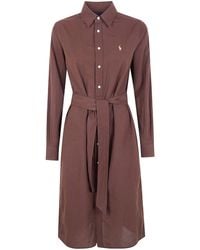 Polo Ralph Lauren - Long Sleeves Shirt Midi Dress - Lyst