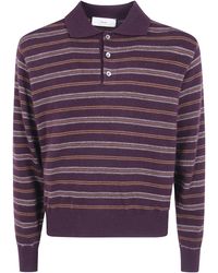 DUNST - Sweater Collared Striped Sweater - Lyst