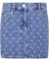 Marine Serre - "Moon" Laser Wash Denim Mini Skirt - Lyst