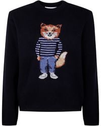 Maison Kitsuné - Dressed "Fox" Intarsia Wool Jumper - Lyst