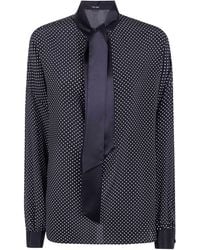 Tom Ford - Printed Small Polka Dot Silk Crepe De Chine Lavalliere Tunic - Lyst