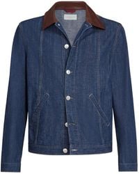 Brunello Cucinelli - Vintage Denim Bomber Jacket - Lyst