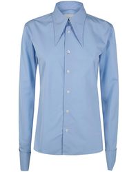 Ami Paris - Long Sleeve Adjusted Shirt With Sharp Collar - Lyst