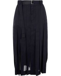 Sacai - Pinstriped Midi Skirt - Lyst