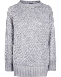 Avant Toi - "Hand Painted" Round Neck Furry Stitch Pullover With Laminat - Lyst