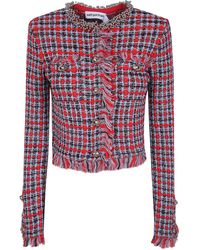 Self-Portrait - Jacket Frayed Knit Check" - Lyst