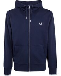 Fred Perry - Hooded Zip Through Sweatshirt - Lyst